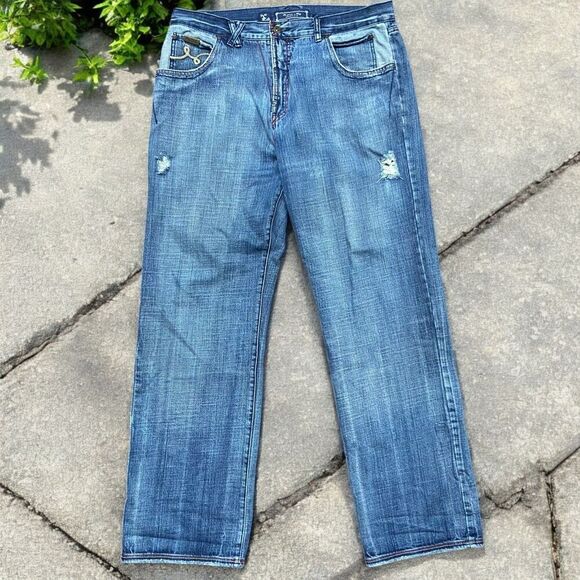 LRG Lifted Research Group Relaxed Dual Tone Denim Blue Jeans Mens Size W38 x L34 - Picture 1 of 9